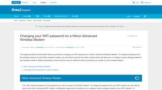 Changing your WiFi password on a Hitron Advance... | Shaw Support