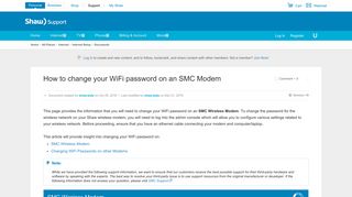 How to change your WiFi password on an SMC Modem | Shaw Support