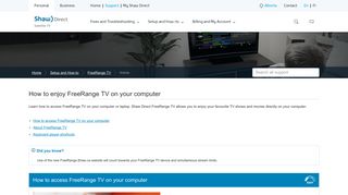 Shaw Direct - How to enjoy FreeRange TV on your computer