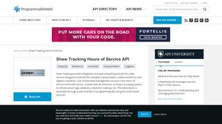 Shaw Tracking Hours of Service API | ProgrammableWeb