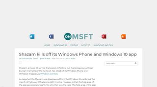 Shazam kills off its Windows Phone and Windows 10 app - OnMSFT.com
