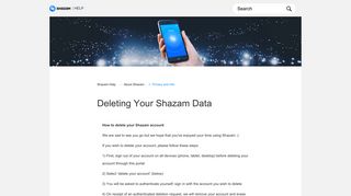 Deleting your Shazam data – Shazam Help
