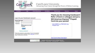 Care2Learn Online University - Login