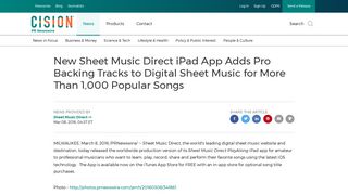 New Sheet Music Direct iPad App Adds Pro Backing Tracks to Digital ...