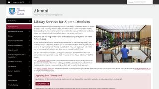 Library Services - Services - Alumni - The University of Sheffield