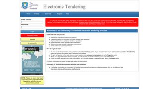 The University Of Sheffield Electronic Tendering System - Home