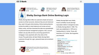 Shelby Savings Bank Online Banking Login - CC Bank