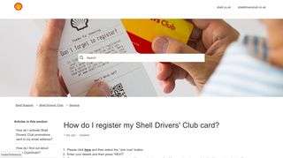 How do I register my Shell Drivers' Club card? – Shell Support
