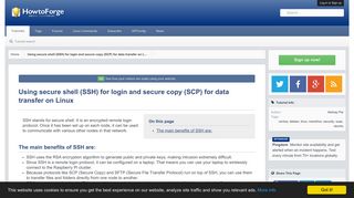 Using secure shell (SSH) for login and secure copy (SCP) for data ...