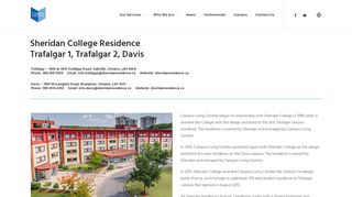 Sheridan College Residence – Trafalgar 1, Trafalgar 2, Davis ...