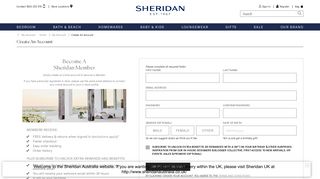 Create New Customer Account - Sheridan