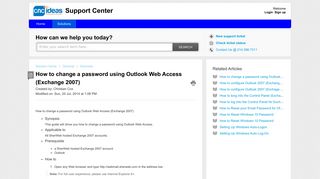 How to change a password using Outlook Web Access (Exchange 2007)