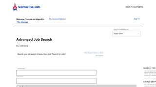 Advanced Job Search - Careers - Sherwin-Williams