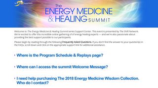 Customer Support Center | Energy Medicine & Healing Summit 2018