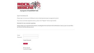 Welcome to Rock Medicine Shiftboard Login Page