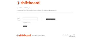 Welcome to Shiftboard Scheduling Shiftboard Login Page