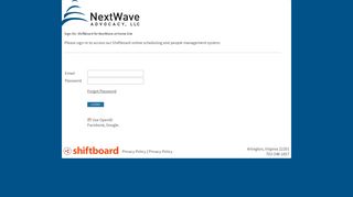 Welcome to ShiftBoard for NextWave at Home Shiftboard Login Page