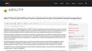ABILITY Network Adds ShiftHound Physician Scheduling to Its Suite of ...