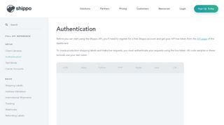 Authentication | Shippo