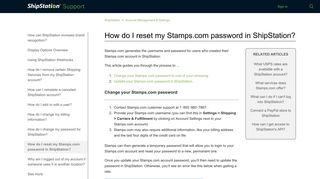 How do I reset my Stamps.com password in ShipStation? – ShipStation