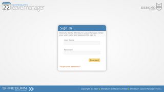 Web Leave - Login Page - Shireburn Software