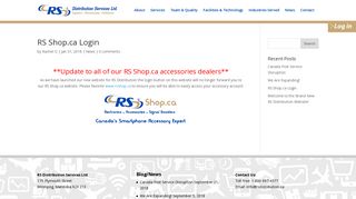 RS Shop.ca Login - Rs Distribution Services