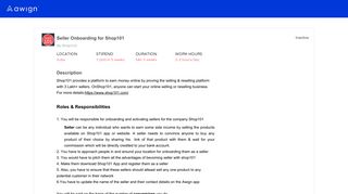 Seller Onboarding for Shop101 - Awign
