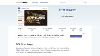 Shop4ge.com website. GEA Store: Login.