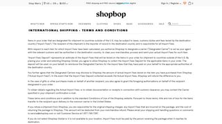 International Shipping - Terms and Conditions - Shopbop