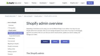 Shopify admin overview · Shopify Help Center