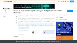 How to let my customers login to Shopify via third-party account ...