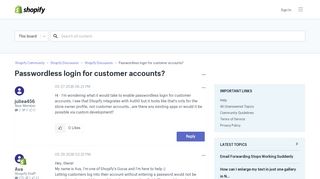 Passwordless login for customer accounts? - Shopify Community