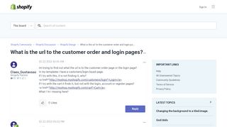 What is the url to the customer order and login pa... - Shopify Community