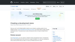 Creating a development store · Shopify/slate Wiki · GitHub