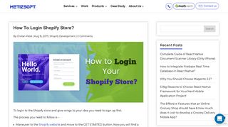 Shopify Store Login | Shopify Store Setup | Metizsoft
