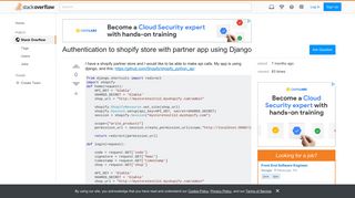 Authentication to shopify store with partner app using Django ...