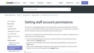 Setting staff account permissions · Shopify Help Center