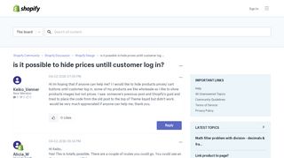 is it possible to hide prices untill customer log in? - Shopify ...