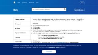 How do I integrate PayPal Payments Pro with Shopify?
