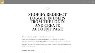 Shopify Redirect logged in users from the login and create account ...