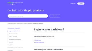 Login to your dashboard – Shoplo Help Center