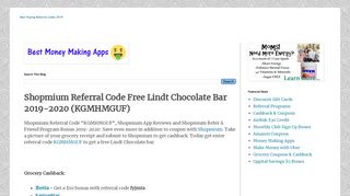 Shopmium Referral Code Free Lindt Chocolate Bar 2019-2020 ...