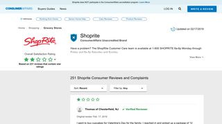 Top 249 Reviews and Complaints about Shoprite - ConsumerAffairs.com
