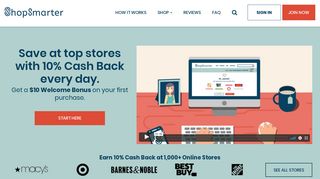 ShopSmarter: 10% Cash Back Every Day at 1,000+ Stores
