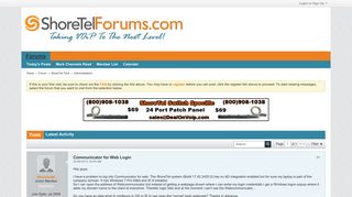 Communicator for Web Login - ShoreTel Forums