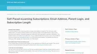Self-Paced eLearning Subscriptions: Email Address, Parent Login ...