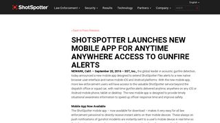 SHOTSPOTTER LAUNCHES NEW MOBILE APP FOR ANYTIME ...