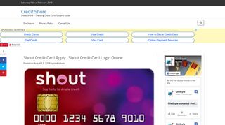 Shout Credit Card Apply | Shout Credit Card Login Online - Credit Shure