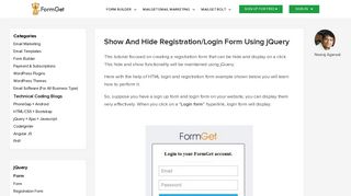 Show And Hide Registration/Login Form Using jQuery | FormGet