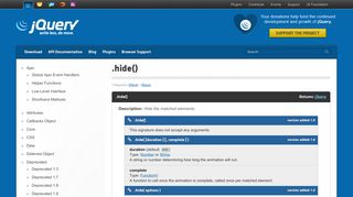 .hide() | jQuery API Documentation